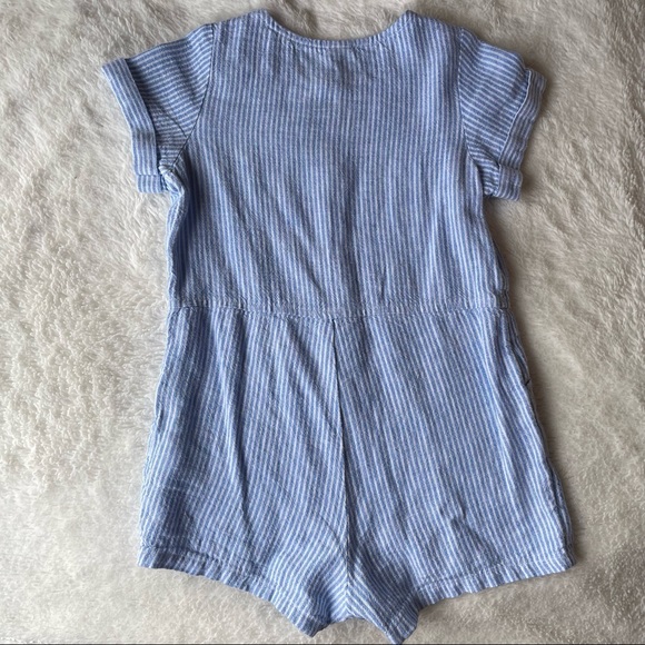 Pinstripe linen-blend romper 18-24m - Picture 2 of 6